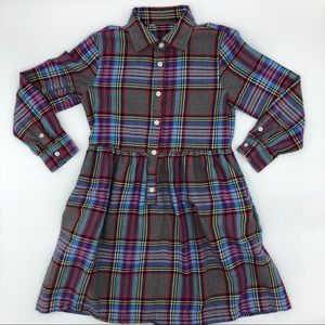 Brooks Brothers long sleeve plaid dress girls size 6/7